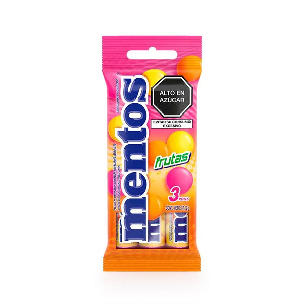 Caramelos Masticables Frutas Mentos Barra 29 g Pack 3 unid