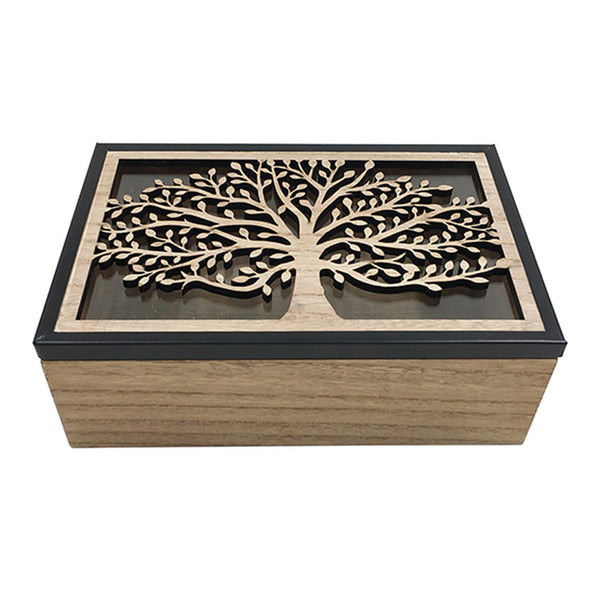 CAJA DECOR 16X24X8CM 85%MDF10%VIDRIO5%METAL