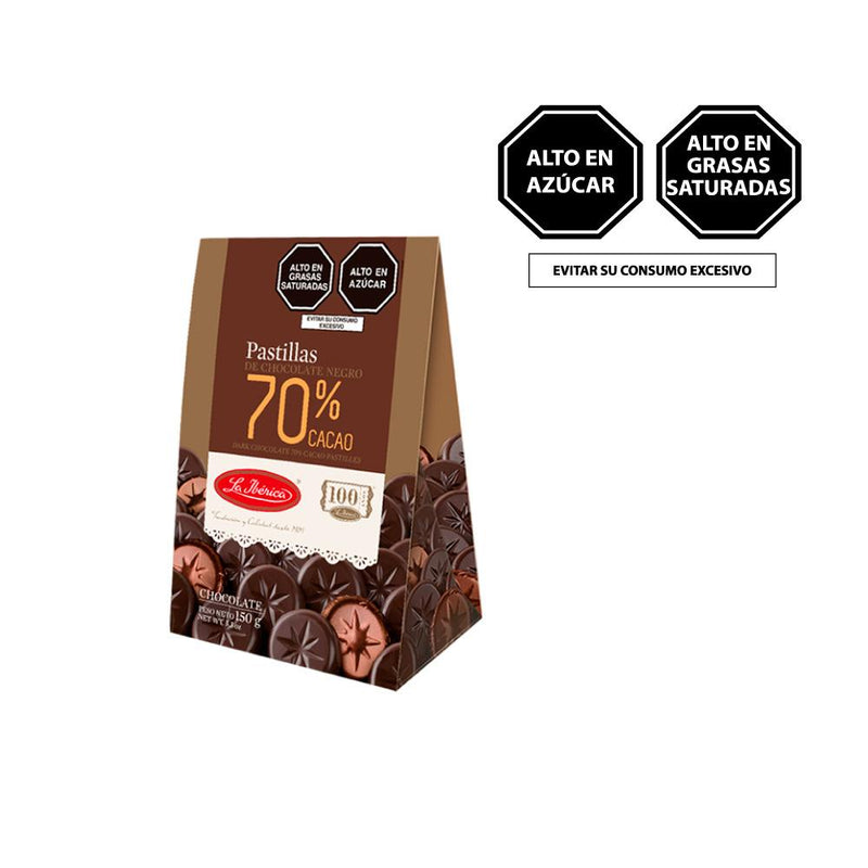 La Ibérica Pastillas 70% cacao 150 gr. Producto peruano. (5831218299032)