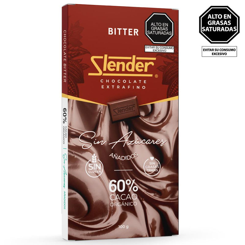 Slender Chocolate Bitter 60% Cacao Orgánico 100gr (6815105548440)
