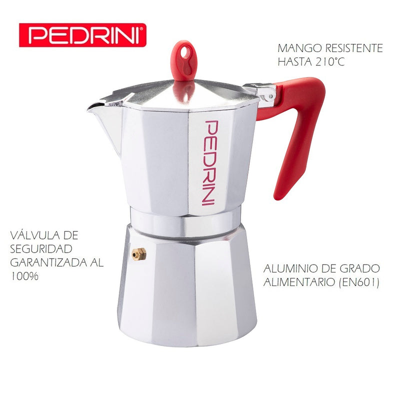 Pedrini Cafetera Moka Mango Rojo - 6 tzas