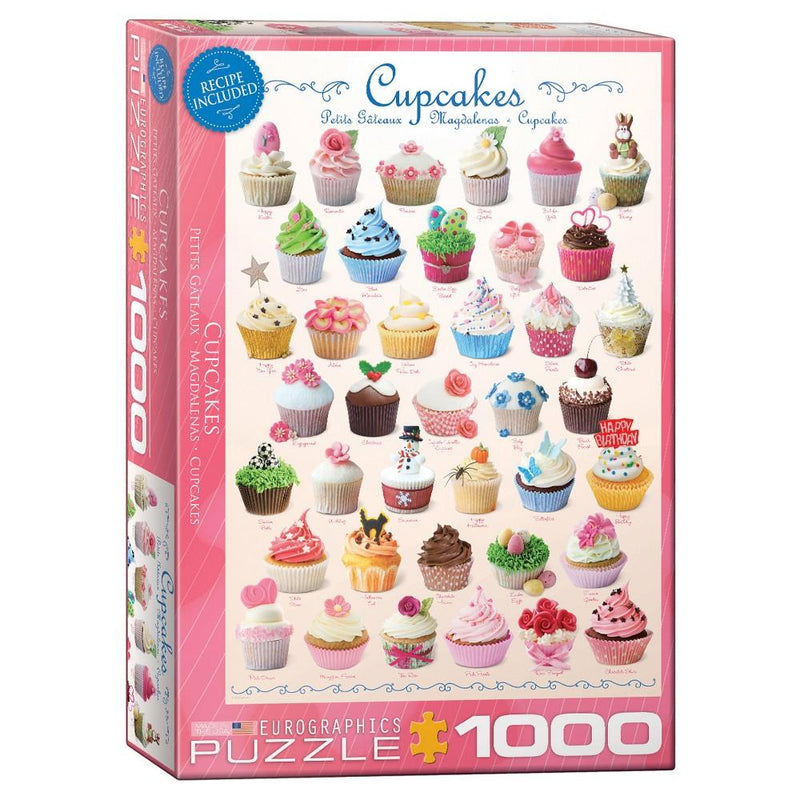 Eurographics Sweet Cupcakes - 1000 piezas. Colorido rompecabezas con ilustraciones de cupcakes que alegrarán cualquier ambiente. (6049336983704)