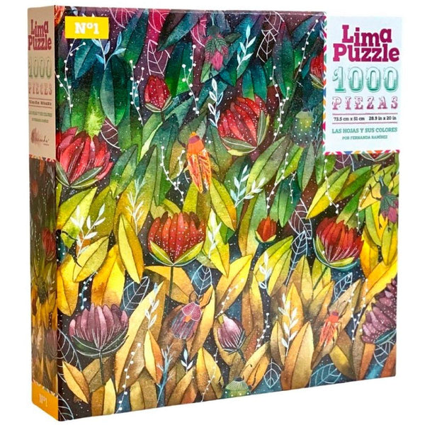 Lima Puzzle Rompecabezas "Las hojas y sus colores" - 1000 piezas. Puzzle que representa la naturaleza en acuarela. Diseño de la artista Fernanda Ramirez. (6044998664344)