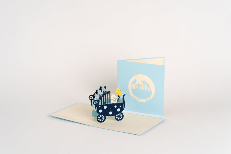 POP Card Baby coche celeste