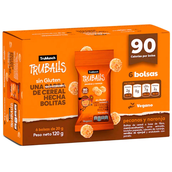 TRUBALLS PECANAS Y NARANJA BOLITAS DE CEREAL 6PK 20GR